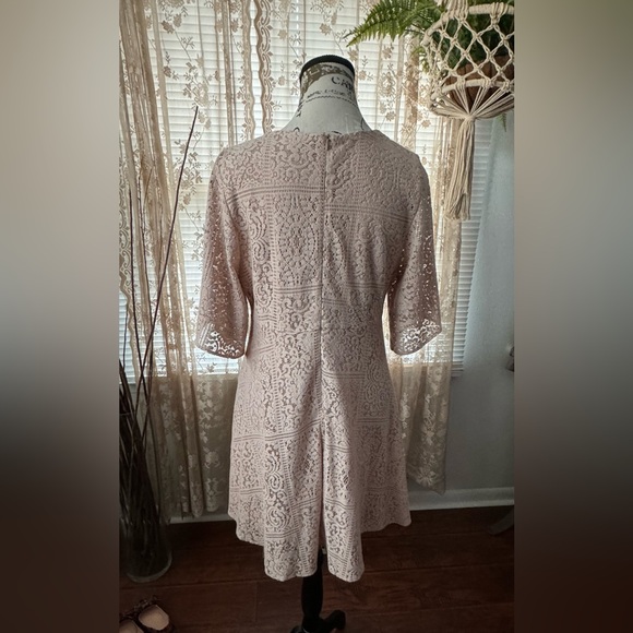 ZARA BASIC lace Mini Dress Nude Size L - Picture 3 of 5